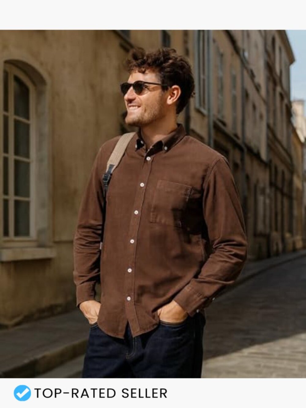 Men's Lightweight Corduroy Button Down Shirt Casual Long Sleeve Western - Picture 3 of 6